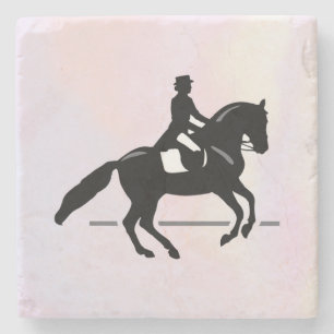Elegant Dressage Rider på vattenfärgsbakgrund Stenunderlägg