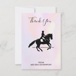 Elegant Dressage Rider på vattenfärgsbakgrund Tack Kort