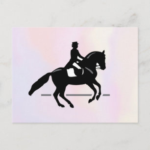 Elegant Dressage Rider på vattenfärgsbakgrund Vykort