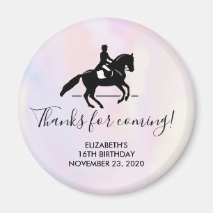 Elegant Dressage Rider på vattenfärgsfödelsedag Magnet