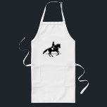 Elegant Dressage Rider som utför en pirouette Långt Förkläde<br><div class="desc">En apron med en svart och vit illustration av ett förbandsredare i formell mening. Hästen och riddaren har en vacker pirouette. En klassisk förbandsrörelse för elegant.</div>