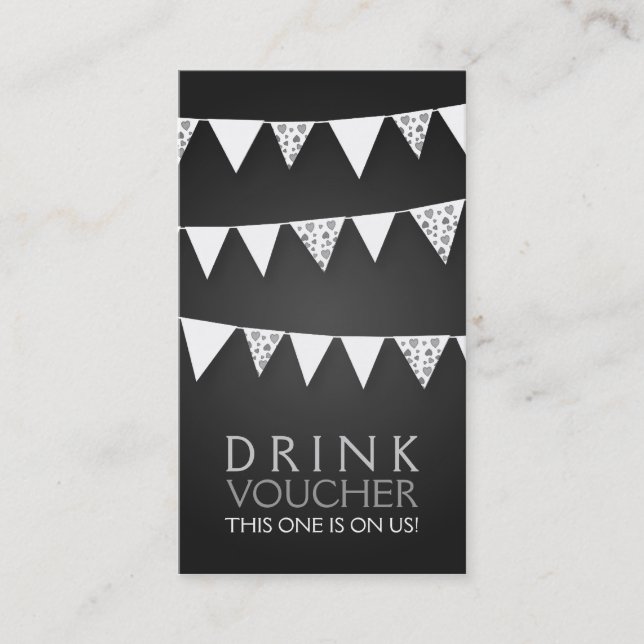 Elegant Drink Voucher Kärlek Bunting Monogram Blac Rabattkort (Framsida)