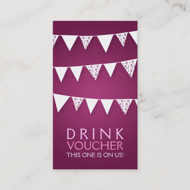 Elegant Drink Voucher Kärlek Bunting Monogram Rosa Rabattkort (Framsida)