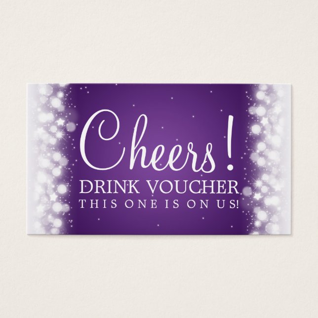 Elegant Drink Voucher Magic Sparkle Purple Visitkort (Framsidan)