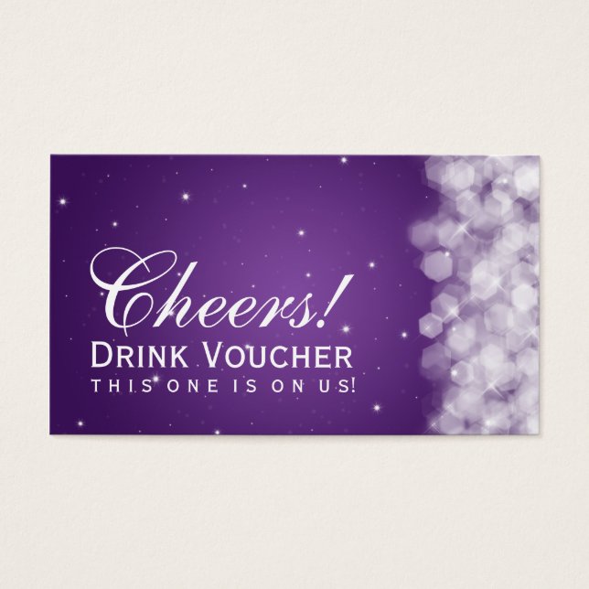 Elegant Drink Voucher Party Gnistra Lila Visitkort (Framsidan)