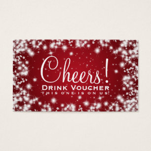 Elegant Drink Voucher Party Winter Gnistra Red Visitkort