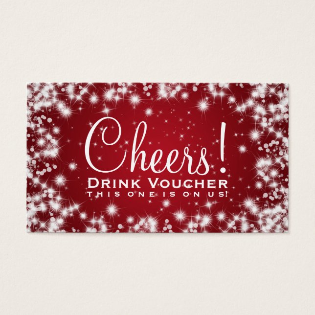 Elegant Drink Voucher Party Winter Gnistra Red Visitkort (Framsidan)