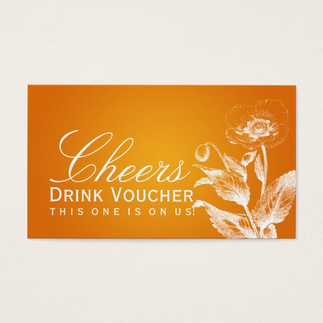 Elegant Drink Voucher Poppy Orange Visitkort (Framsidan)