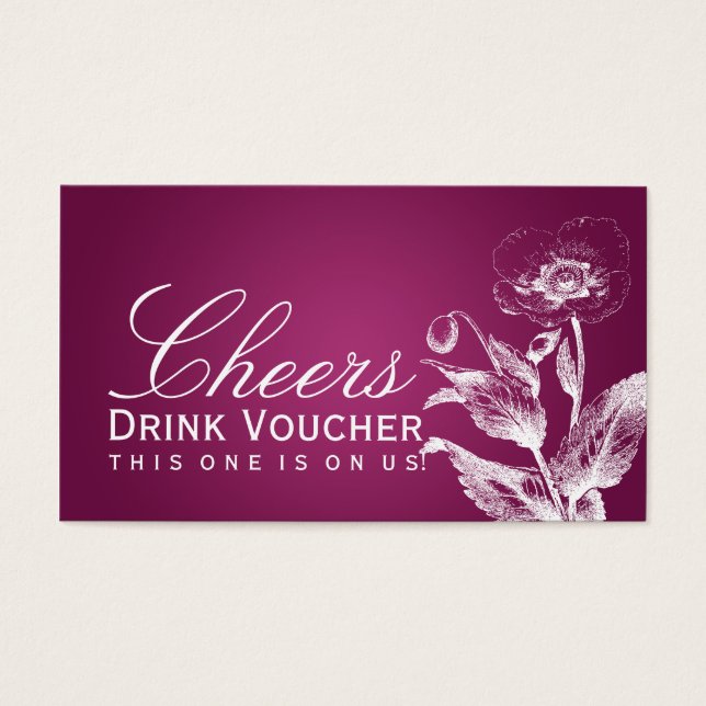 Elegant Drink Voucher Poppy Rosa Berry Visitkort (Framsidan)