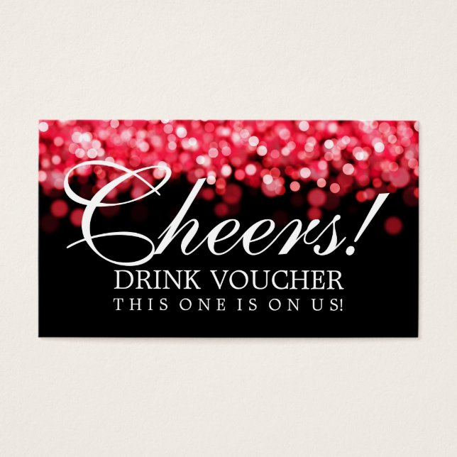 Elegant Drink Voucher Red Ljus Visitkort (Framsidan)