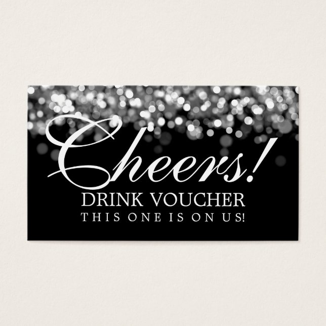 Elegant Drink Voucher Silver Ljus Visitkort (Framsidan)