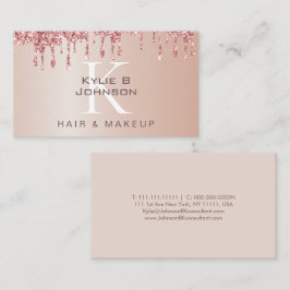 Elegant Drip Glitter Beauty Monogrammed Visitkort