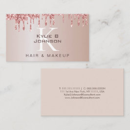 Elegant Drip Glitter Beauty Monogrammed Visitkort