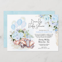 Elegant Drive by Baby Shower Blue Guld Blommigt Bo