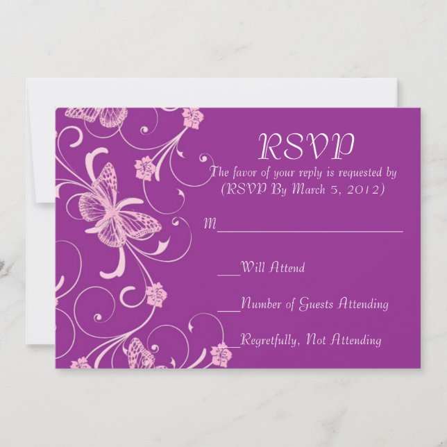 Elegant dröm lila fjäril RSVP-kort Inbjudningar (Framsida)