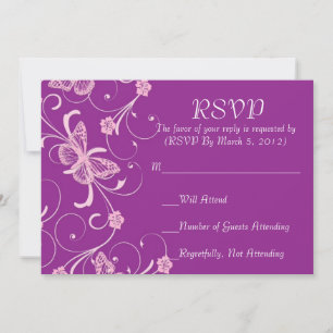 Elegant dröm lila fjäril RSVP-kort Inbjudningar