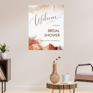 Elegant Drömlik Orange Bläck Bröllopsfest Välkomme Poster