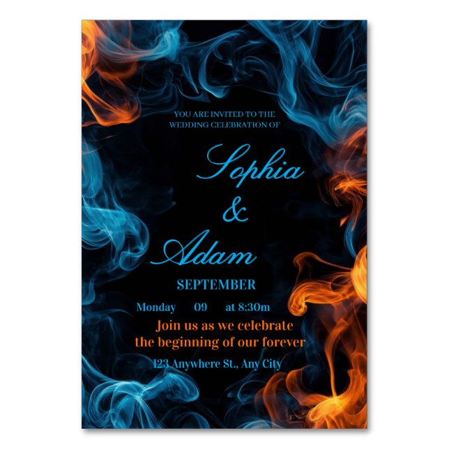 Elegant Dual Flame Wedding Invitation Bordsnummer (Framsidan)