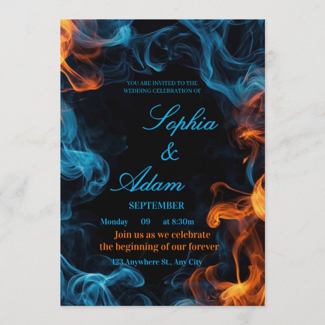 Elegant Dual Flame Wedding Invitation Inbjudningar (Framsida)