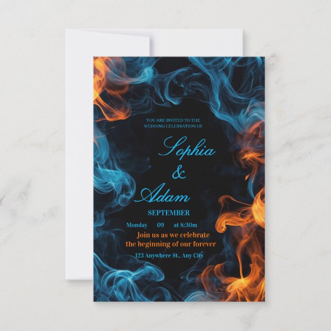 Elegant Dual Flame Wedding Invitation OSA Kort (Framsida)