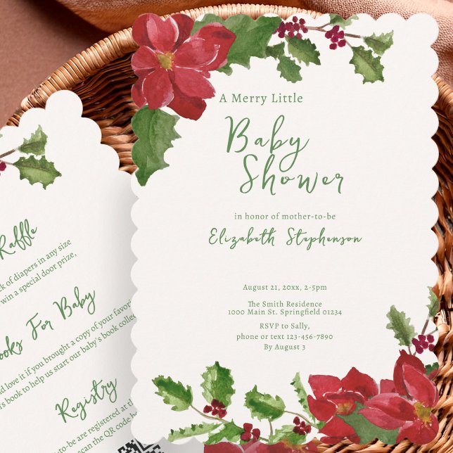 Elegant dubbelsidig jul- babyshowersinbjudan inbjudningar (Skapare uppladdad)