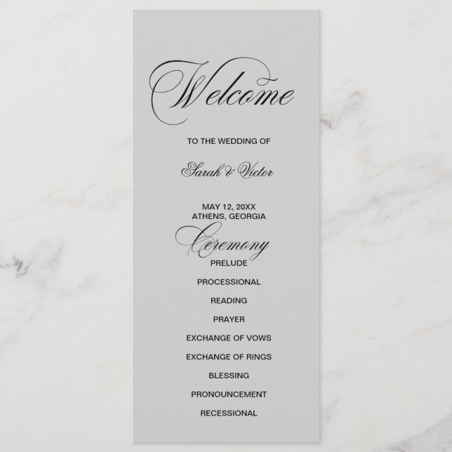 Elegant dubbelsidig programkort  program (Framsida)