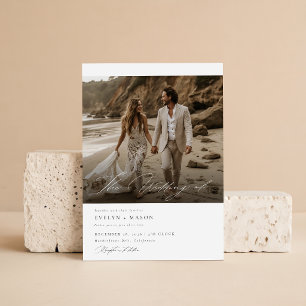 Elegant dubbelsidigt foto Qr-kod bröllop Inbjudningar