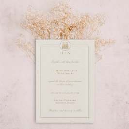 Elegant Dubbla Happity Champagne Modern Bröllop Inbjudningar