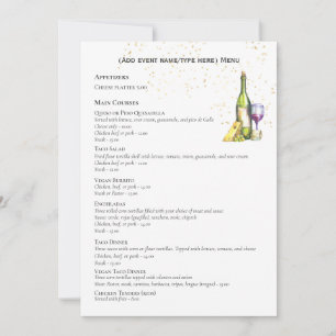 Elegant Dubbla Side MENU-mall Vin Ost Inbjudningar