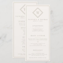 Elegant Dubbla Sided Beige Minimalist Bröllop Menu