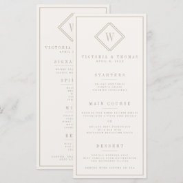 Elegant Dubbla Sided Beige Minimalist Bröllop Menu Meny