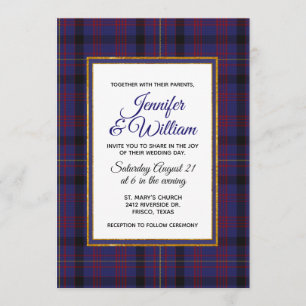 Elegant Dundonald Tartan Plades Bröllopinbjudan Inbjudningar