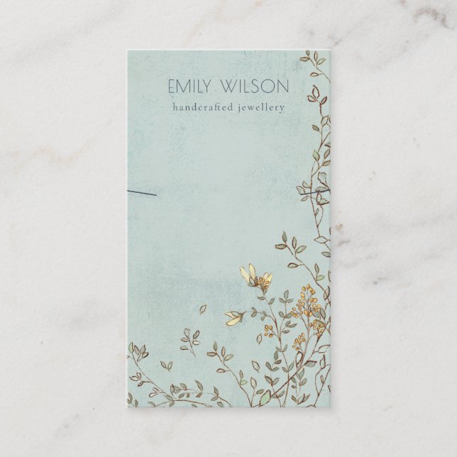 Elegant Dusky Blommigt Aqua Band Necklace Visning Visitkort (Framsida)