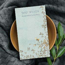 Elegant Dusky Blommigt Aqua Blank Jewelry Visning Visitkort