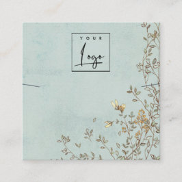 Elegant Dusky Blommigt Aqua Logotyp Necklace Visni Fyrkantigt Visitkort