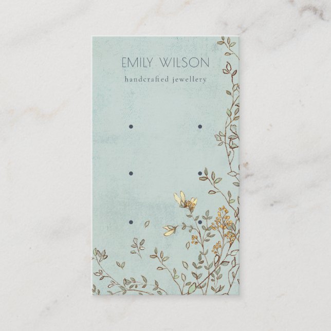 Elegant Dusky Blommigt Aqua Stud 3 Visning Visitkort (Framsida)