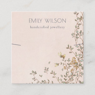 Elegant Dusky Blommigt  Band Necklace Visning Fyrkantigt Visitkort