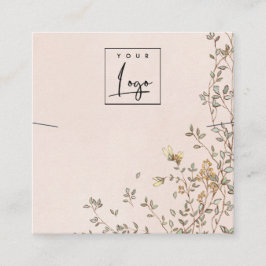 Elegant Dusky Blommigt  Logotyp Necklace Visning Fyrkantigt Visitkort
