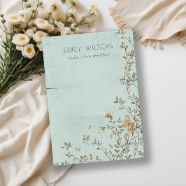 Elegant Dusky Blommigt Vine Aqua Necklace Visning Visitkort