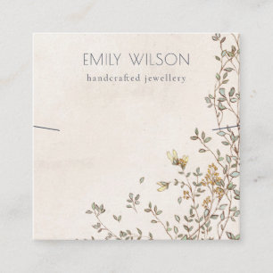 Elegant Dusky Blommigt Vine Band Necklace Visning Fyrkantigt Visitkort