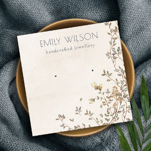 Elegant Dusky Blommigt Vine Stud Earring Visning Fyrkantigt Visitkort