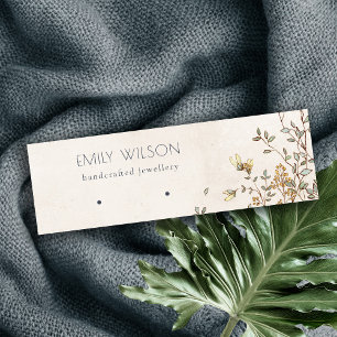 Elegant Dusky Blommigt Vine Stud Earring Visning Mini Visitkort