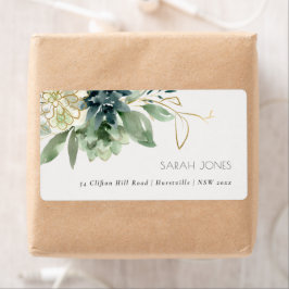 Elegant Dusky Blue Grönt Succulent Foliage Adress Fraktsedel