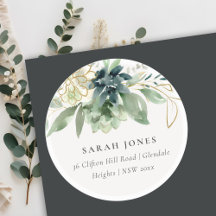 Elegant Dusky Blue Grönt Succulent Foliage Adress
