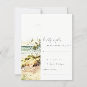 Elegant Dusky Coastal Beach Sol Sjölandskap Bröllo OSA Kort