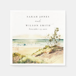 Elegant Dusky Coastal Beach Sol Sjölandskap Bröllo Pappersservett