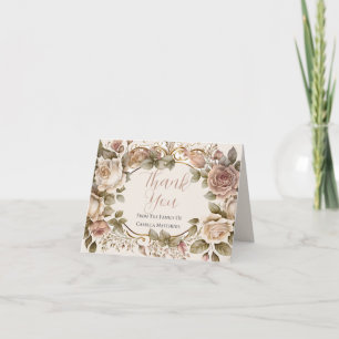 Elegant Dusky Ro Blommigt Bereavement Tack Kort