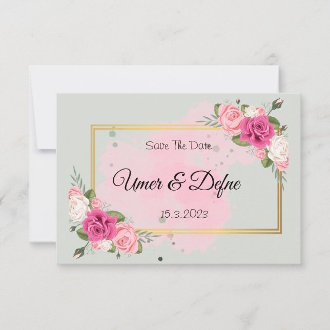 Elegant Dusky  Ro modern Blommigt Savethedate Spara Datumet (Framsida)