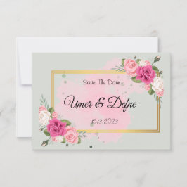 Elegant Dusky Ro modern Blommigt Savethedate Spara Datumet