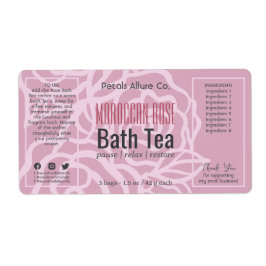 Elegant Dusky Ro Rosa Blommigt Bath Product Label Fraktsedel